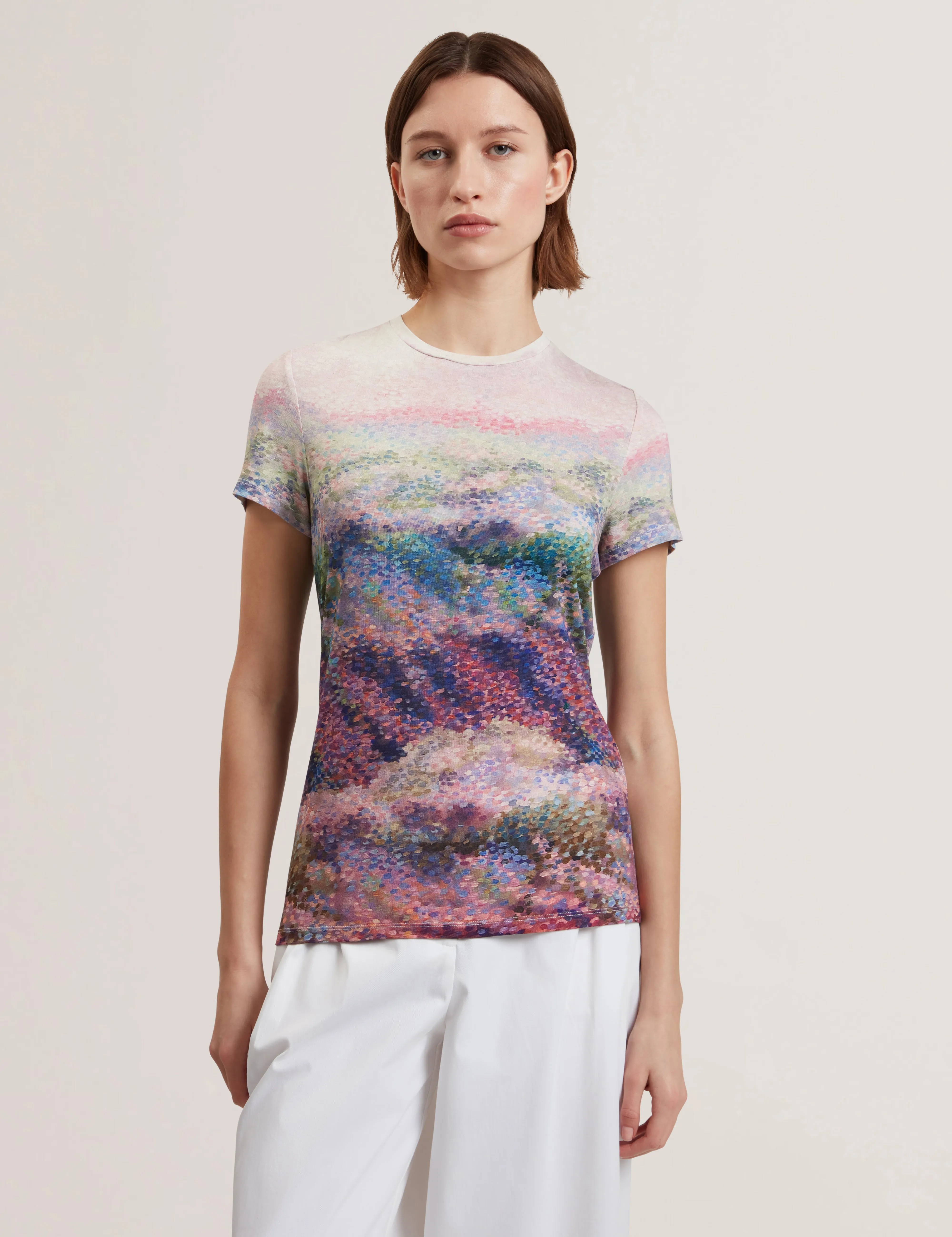 Kaytte Printed Fitted Tee Mid-Pink