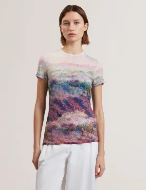 Kaytte Printed Fitted Tee Mid-Pink