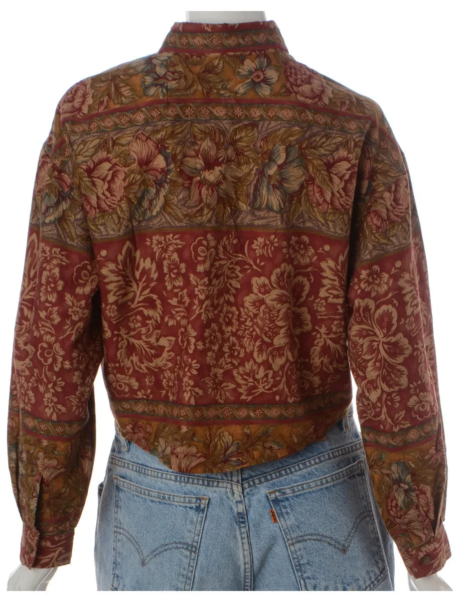 Label Jessie Cropped Patterned Shirt With Tie Front