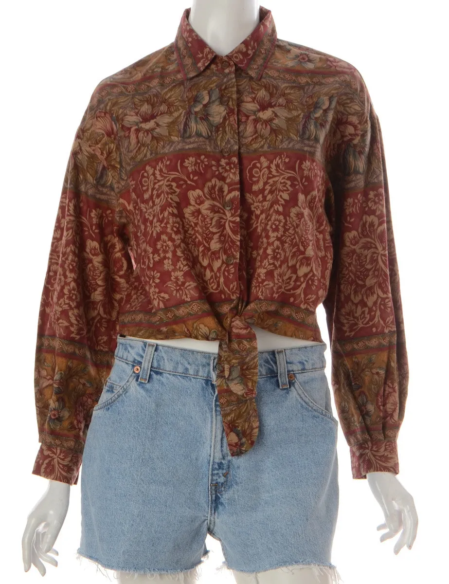 Label Jessie Cropped Patterned Shirt With Tie Front