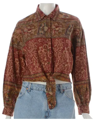 Label Jessie Cropped Patterned Shirt With Tie Front