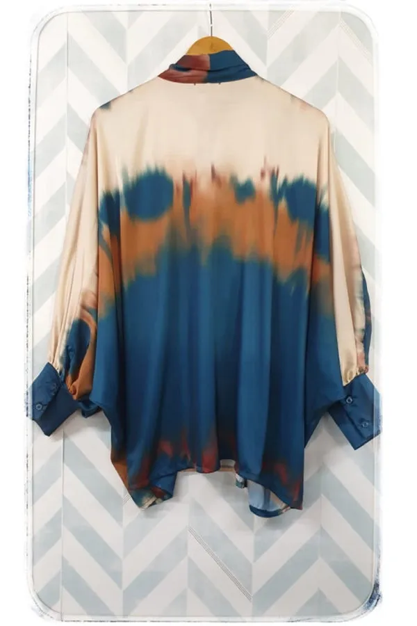 Laurent Tie Neck Tie Dye Printed Blouse