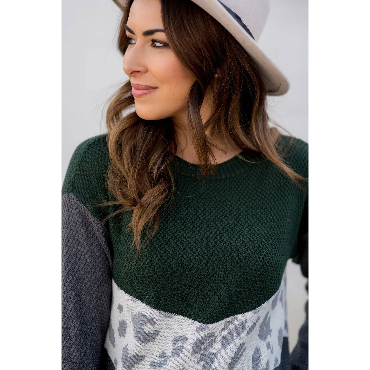 Leopard V-Block Sweater
