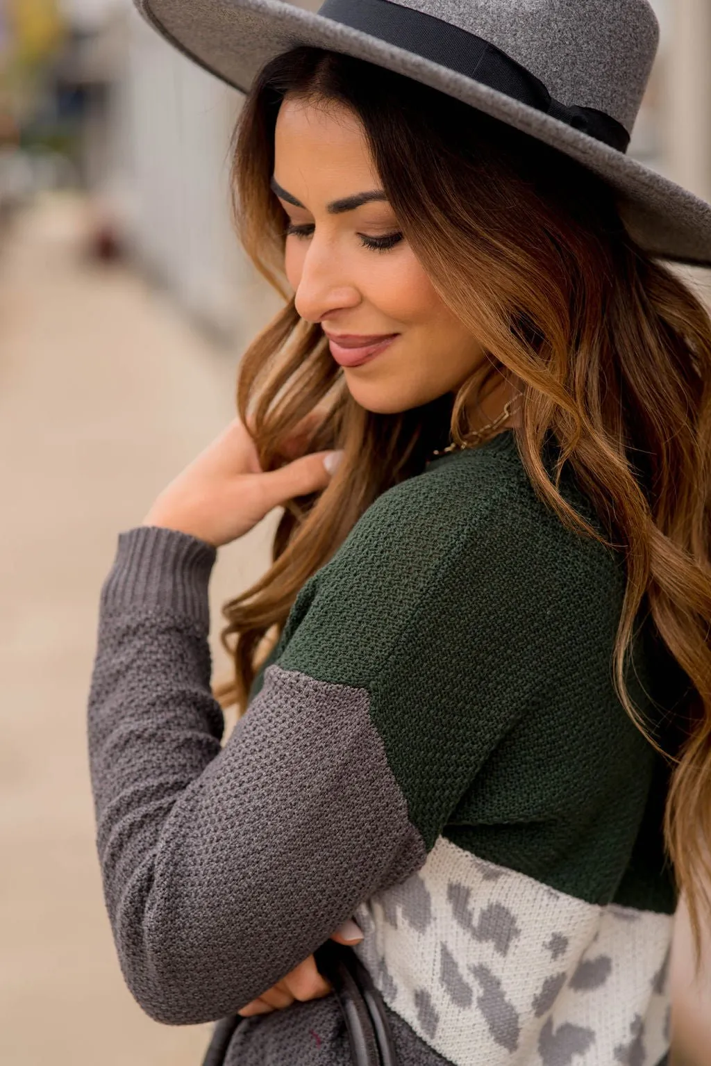 Leopard V-Block Sweater