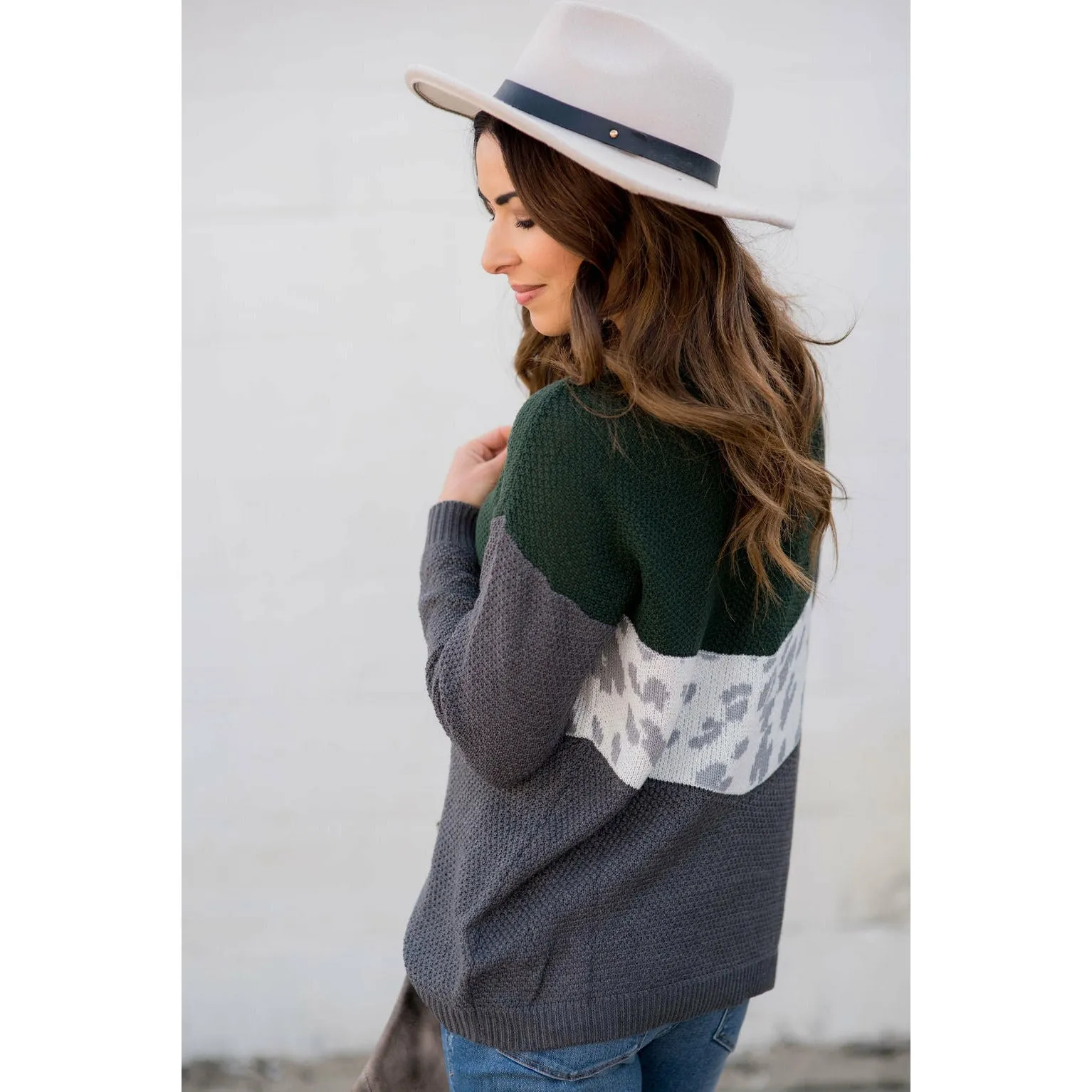 Leopard V-Block Sweater