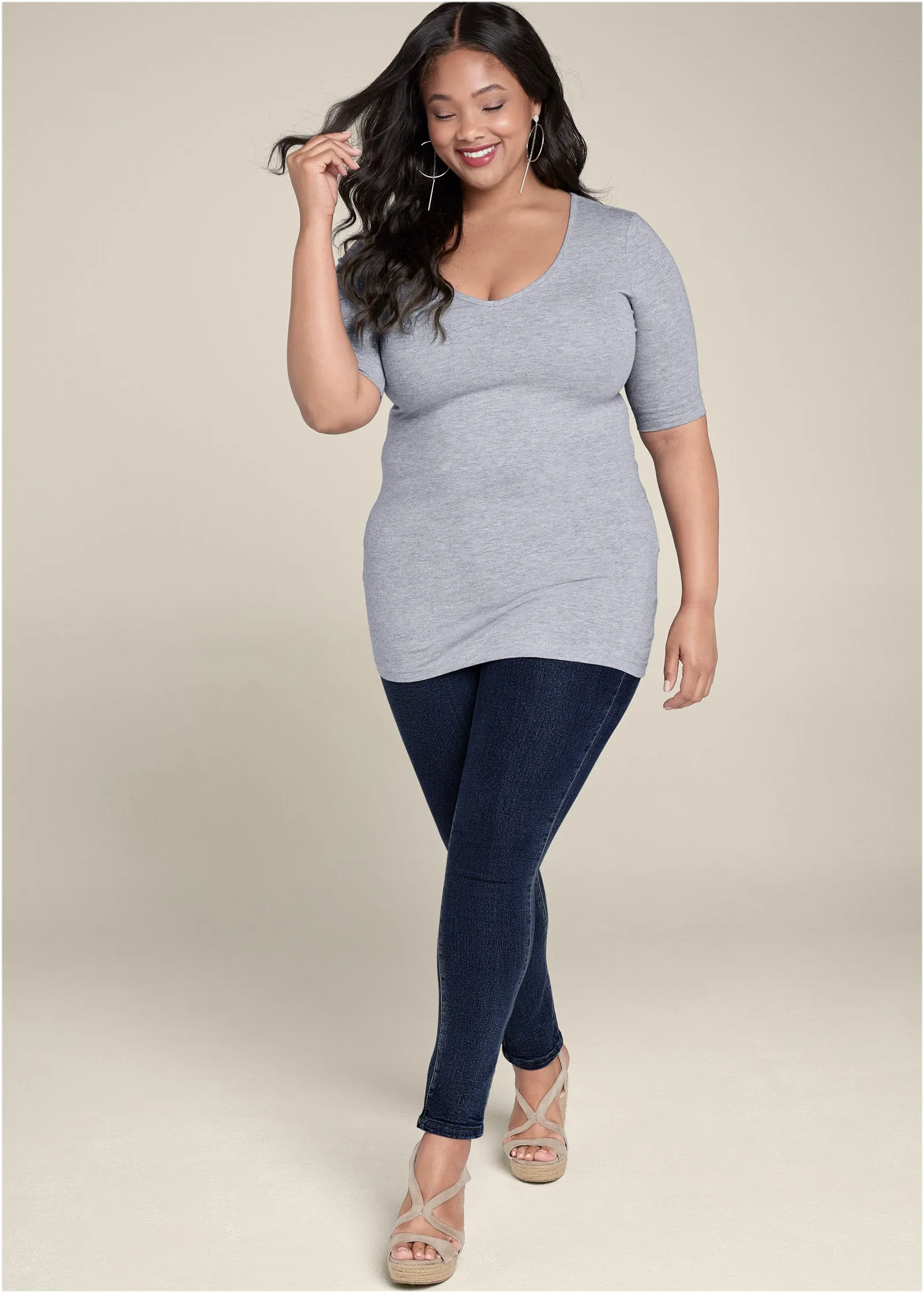 Long And Lean Tee - Light Heather Grey