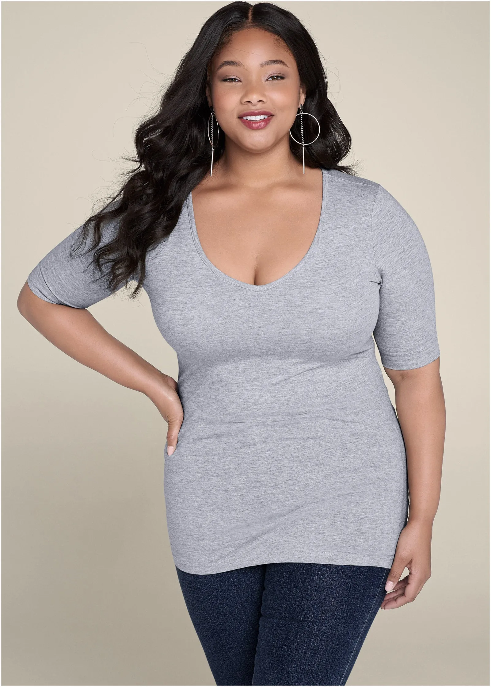 Long And Lean Tee - Light Heather Grey