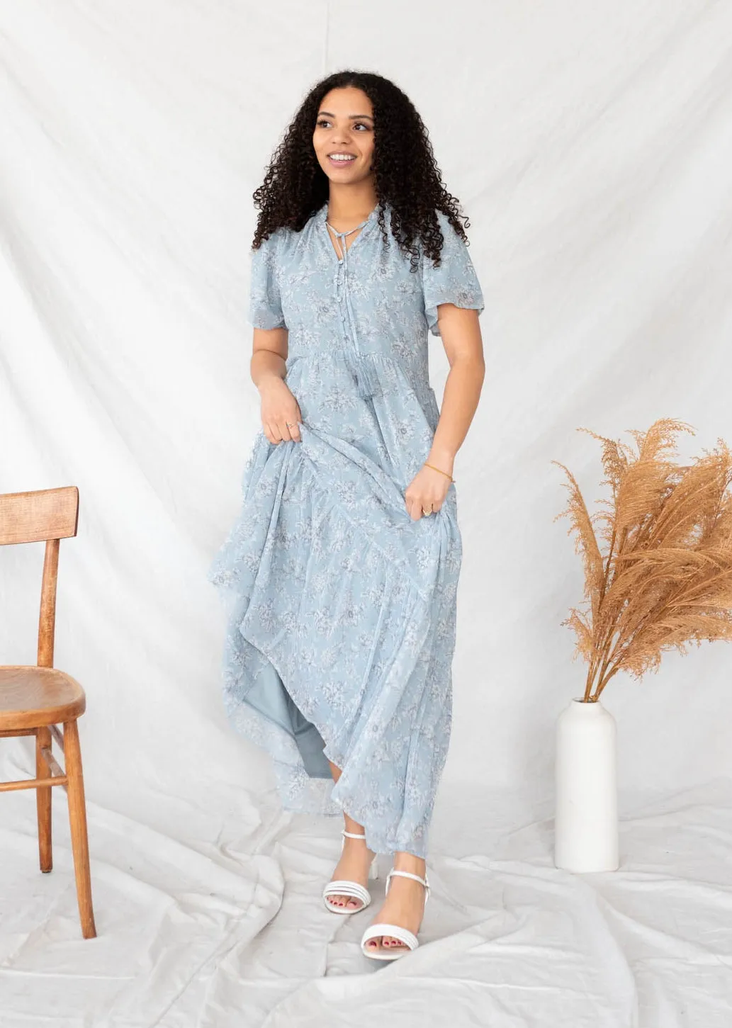 Lucinda Light Blue Floral Dress