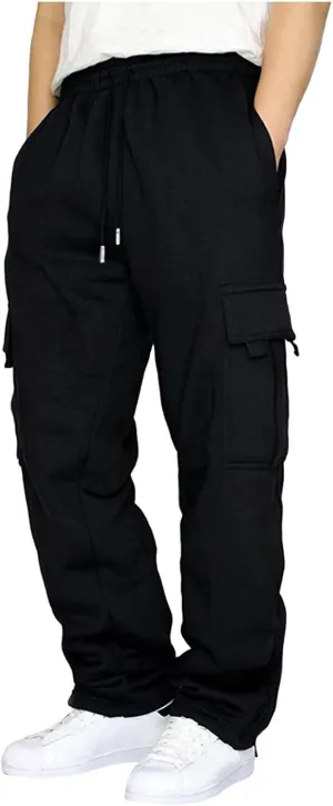 Mens Sweatpants Joggers Pants Man Sweat Pants for Men Straight Leg Lounge Fleece Cotton Pants with Pockets Men Cargo