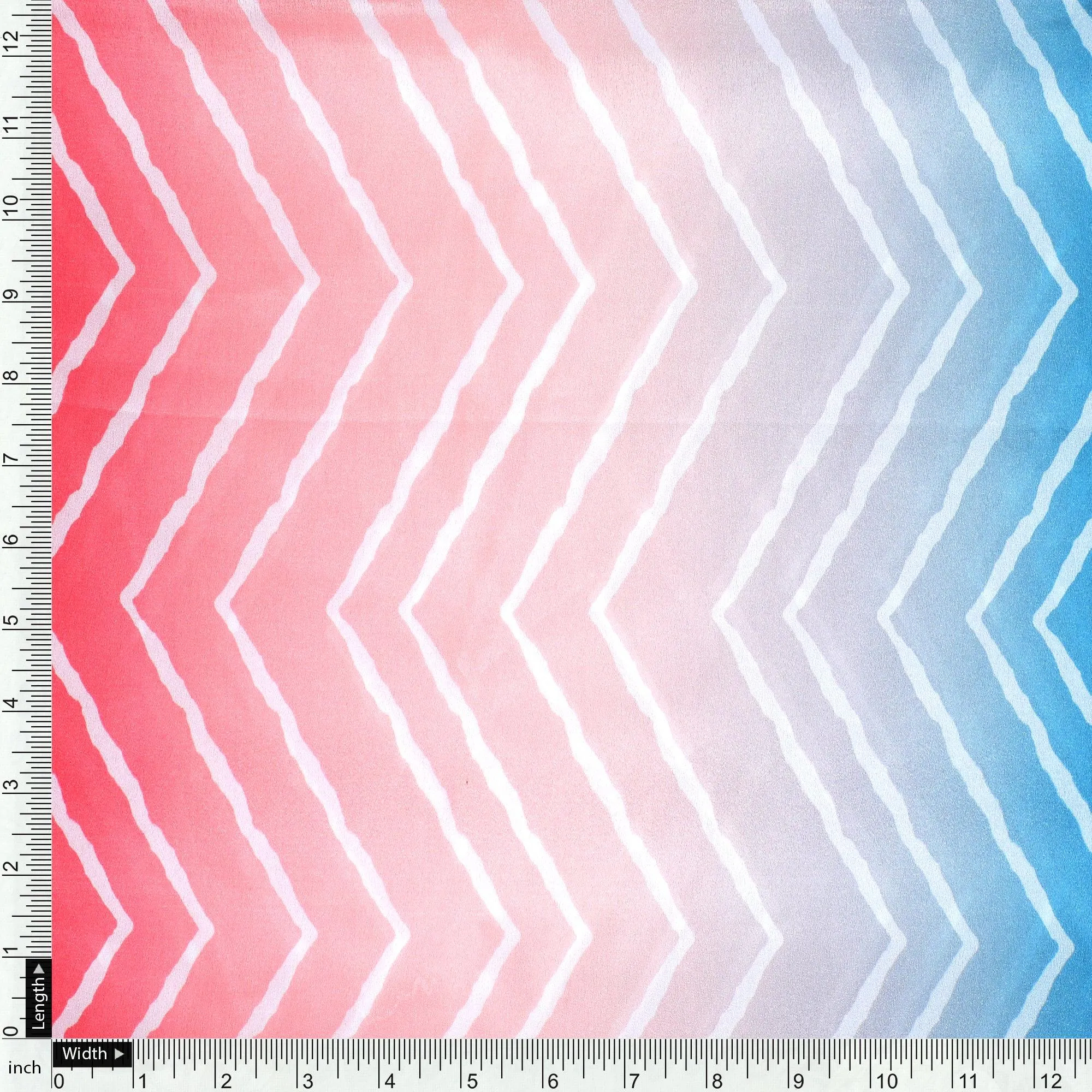 Morden Colours Of Zigzag Digital Printed Fabric - Crepe