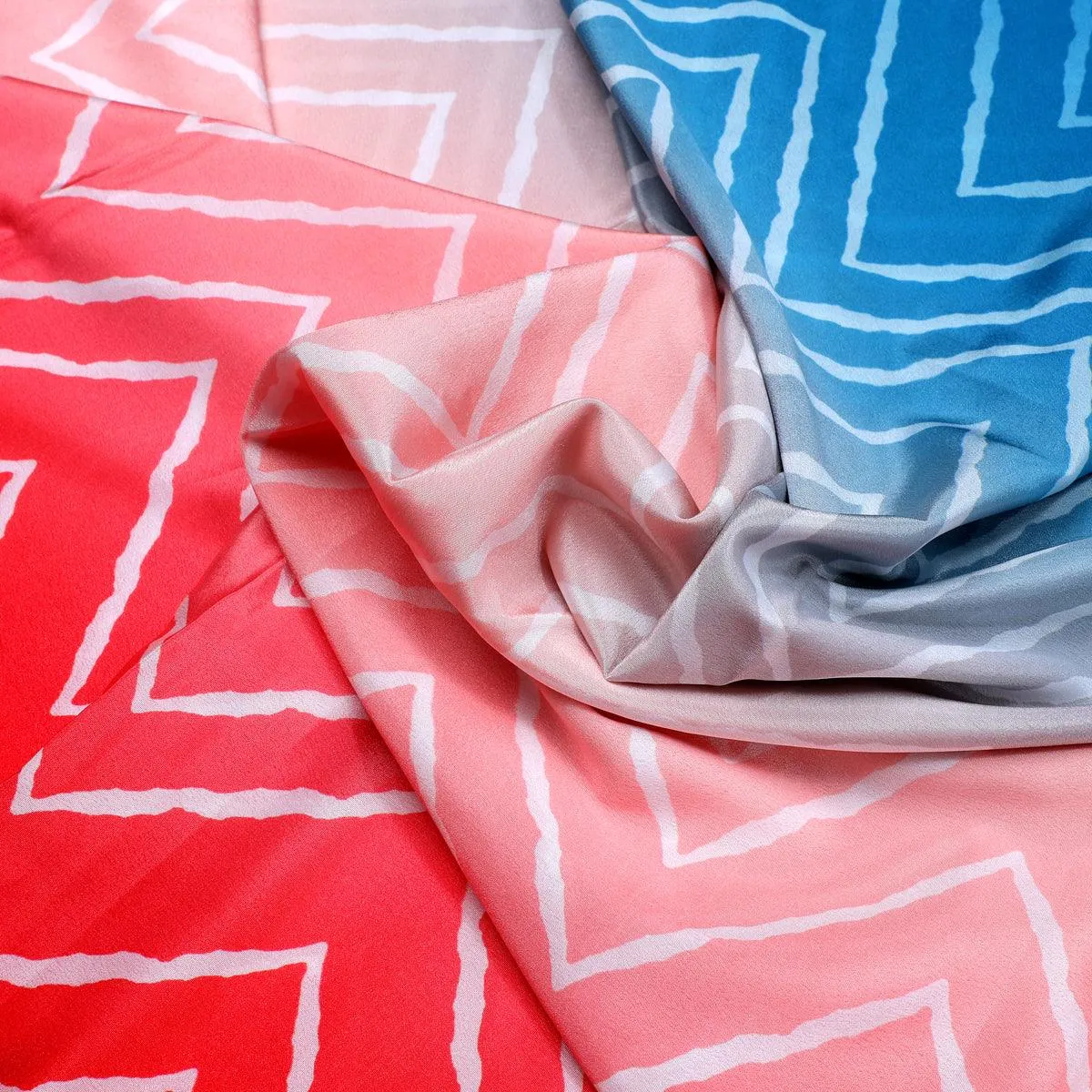 Morden Colours Of Zigzag Digital Printed Fabric - Crepe