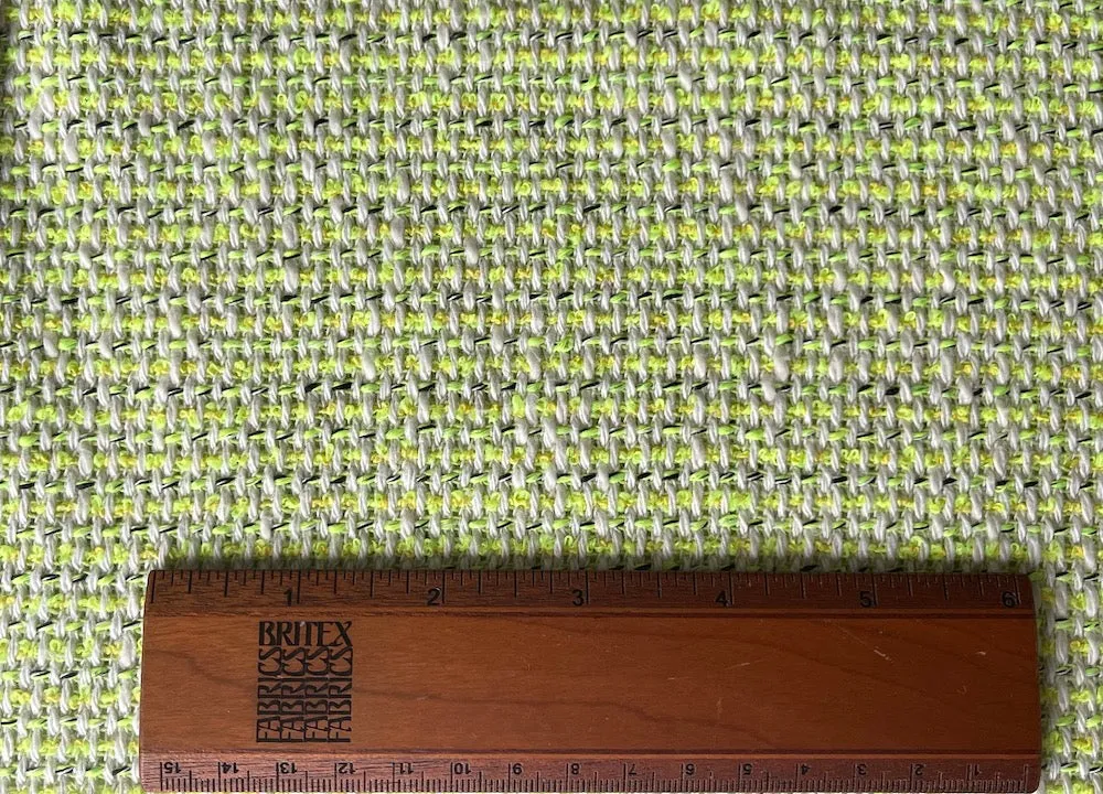 Moschino Neon Kiwi Lime Cotton Blend Bouclé Suiting (Made in Italy)