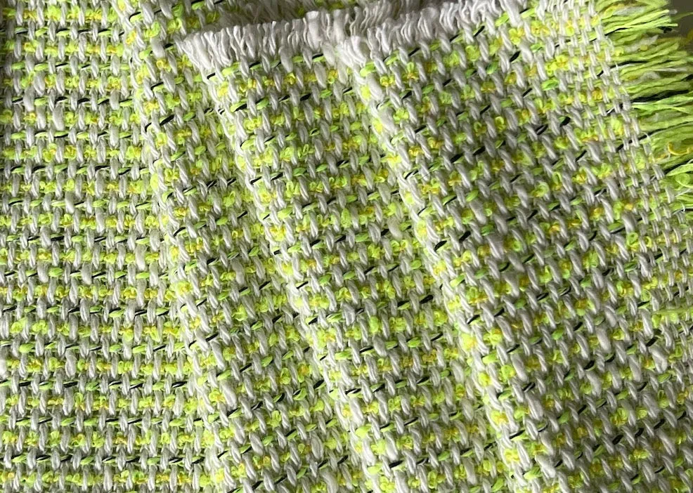 Moschino Neon Kiwi Lime Cotton Blend Bouclé Suiting (Made in Italy)