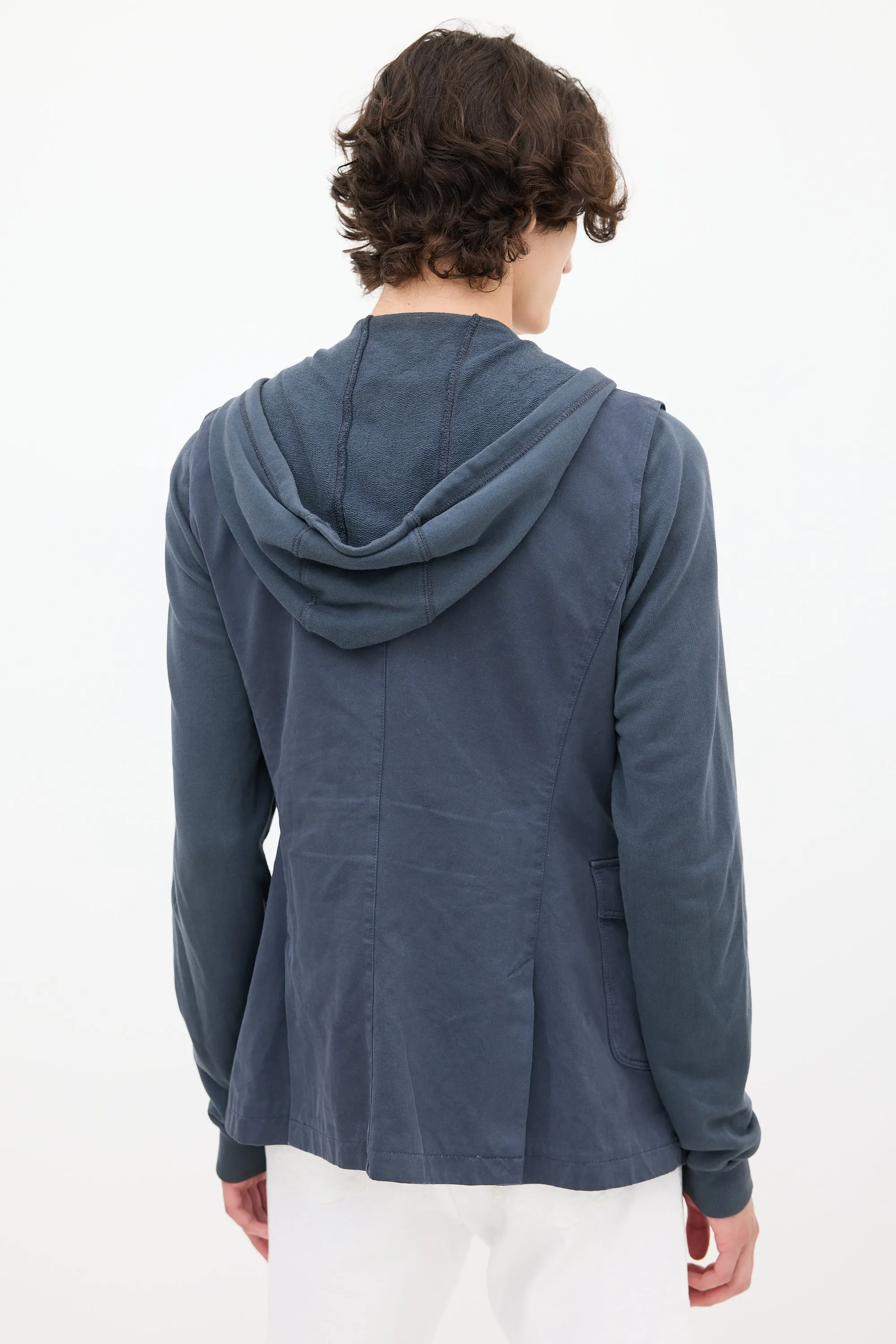 Navy Hooded Layered Jacket