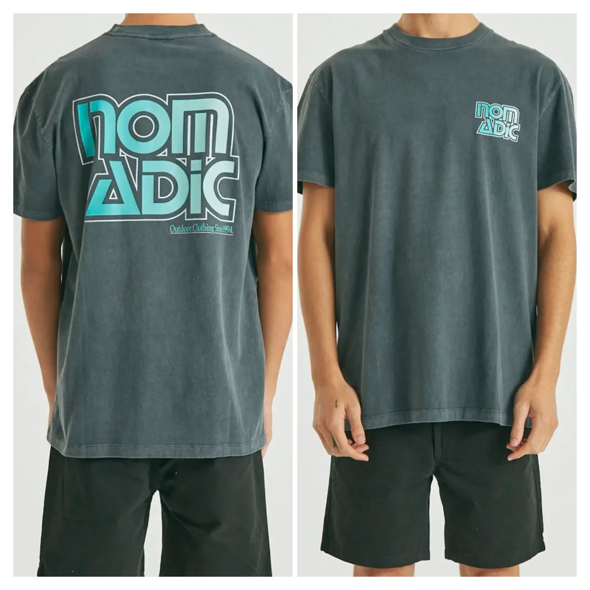 NOMADIC PARADISE Mens Atlas Relaxed Tee Shirt Pigment Asphalt