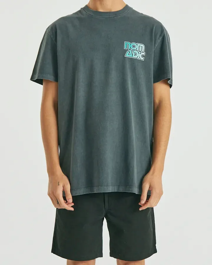NOMADIC PARADISE Mens Atlas Relaxed Tee Shirt Pigment Asphalt