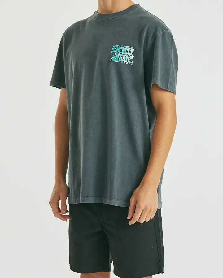 NOMADIC PARADISE Mens Atlas Relaxed Tee Shirt Pigment Asphalt