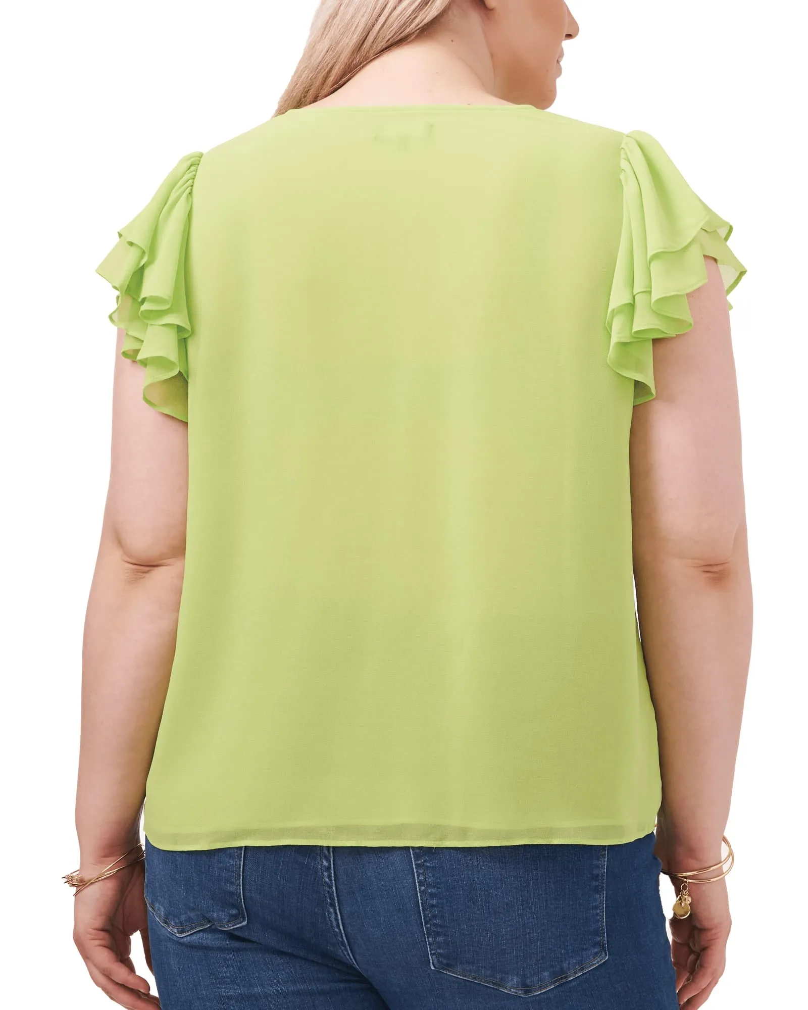 Nora Flutter Sleeve Blouse | FRESH LIME-347