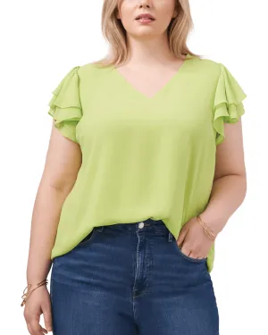 Nora Flutter Sleeve Blouse | FRESH LIME-347