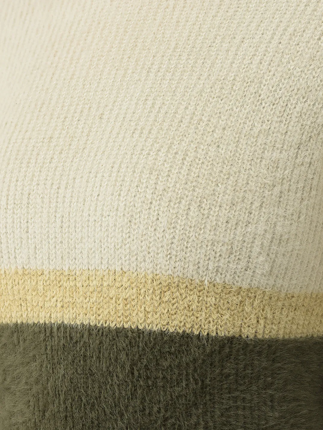 Olive Colour-Blocked Sweater