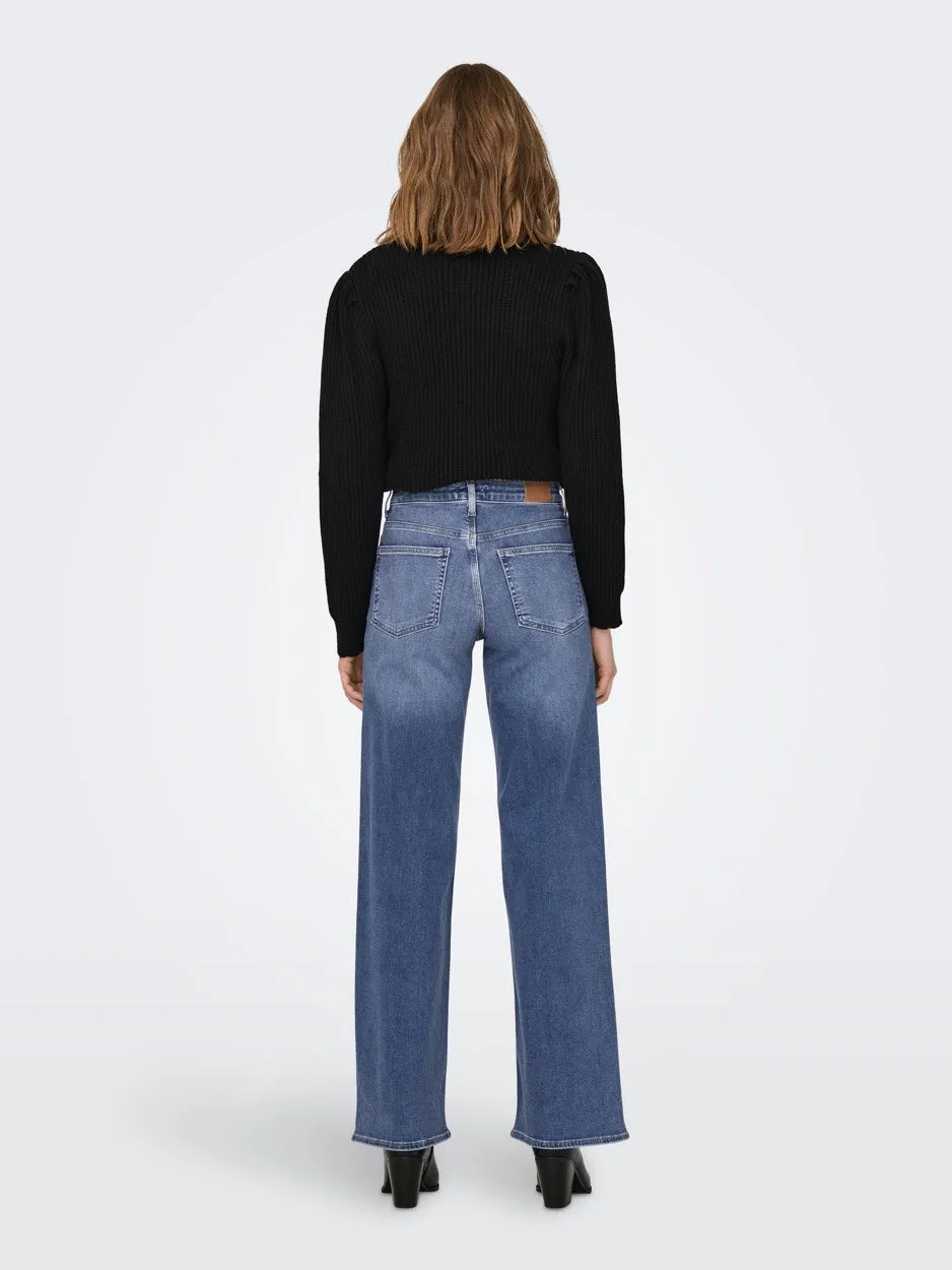 Onlmadison Blush Hw Wide Dnm Cro372 - Blue Denim
