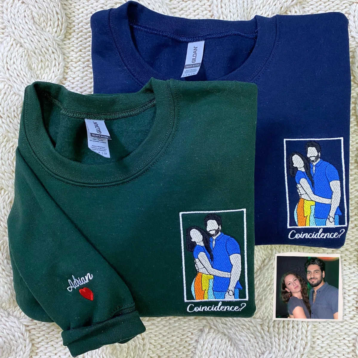 Personalized Anniversary Gifts for Couples, Custom Embroidered Sweatshirt / Hoodie Matching Wedding 1 - 50 Year