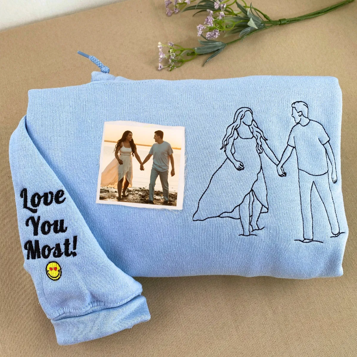 Personalized Anniversary Gifts for Couples, Custom Embroidered Sweatshirt / Hoodie Matching Wedding 1 - 50 Year