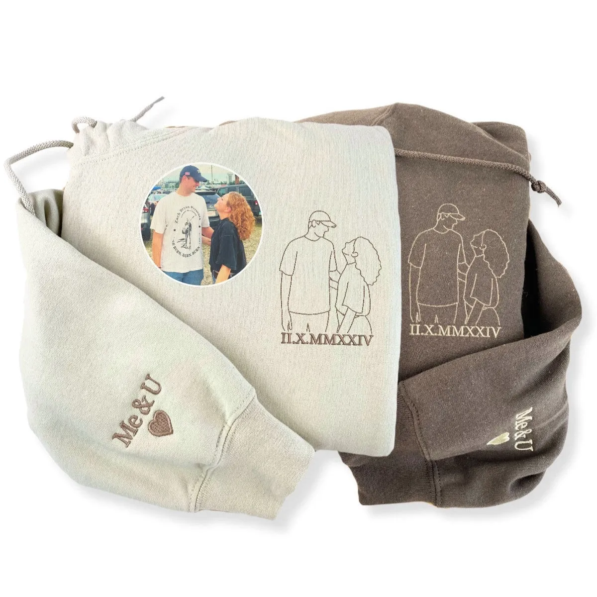 Personalized Anniversary Gifts for Couples, Custom Embroidered Sweatshirt / Hoodie Matching Wedding 1 - 50 Year