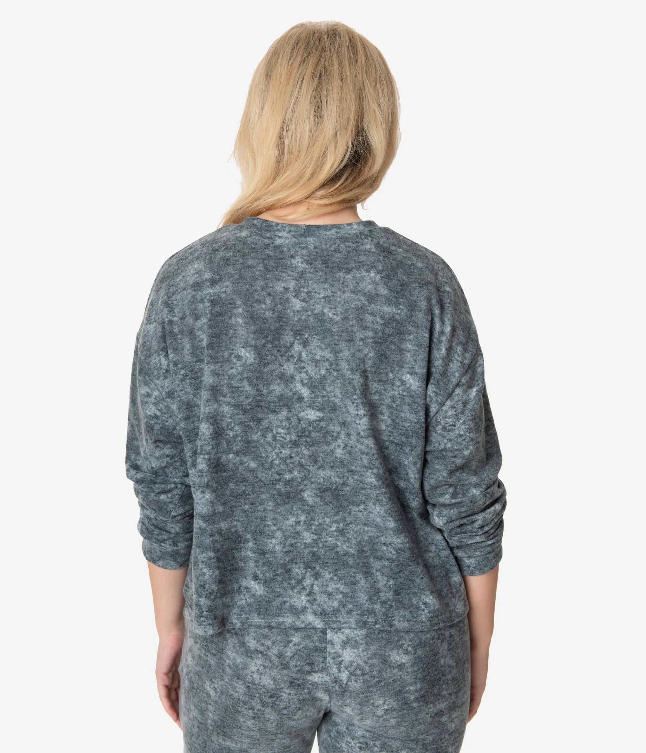 Plus Size Charcoal Grey Fleece Pullover Sweatshirt