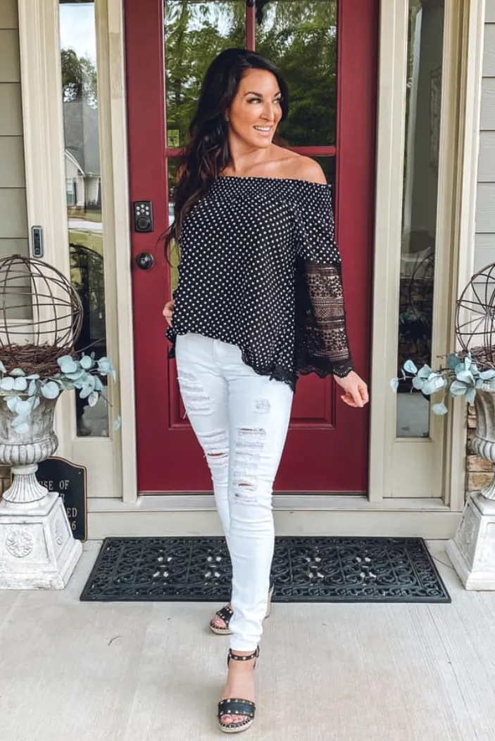 Polka Dots and Lace Top