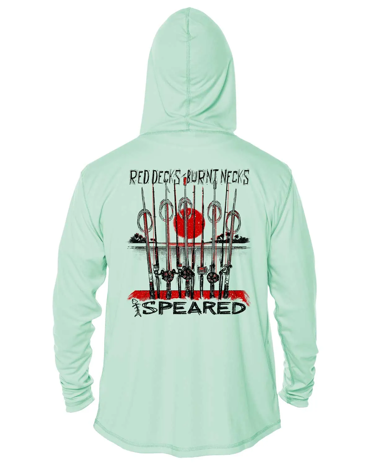 Red Decks, Burnt Necks Spearfishing UV Hoodie: Mens
