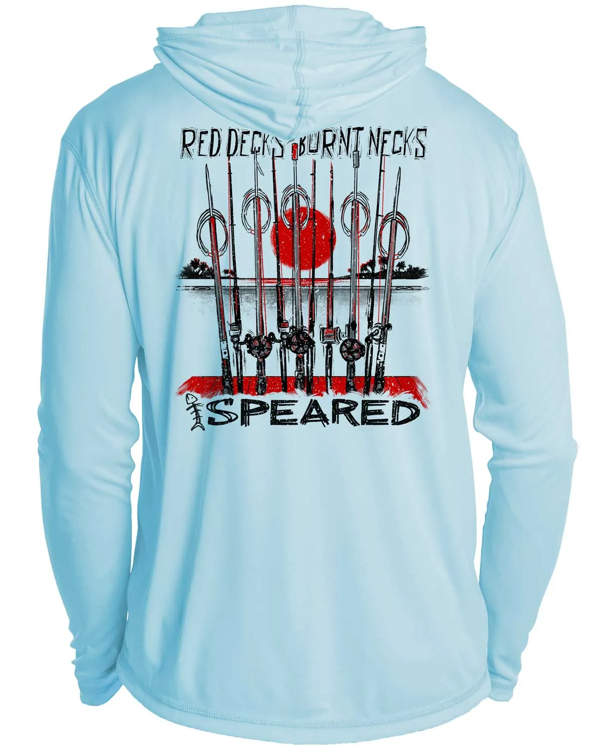 Red Decks, Burnt Necks Spearfishing UV Hoodie: Mens