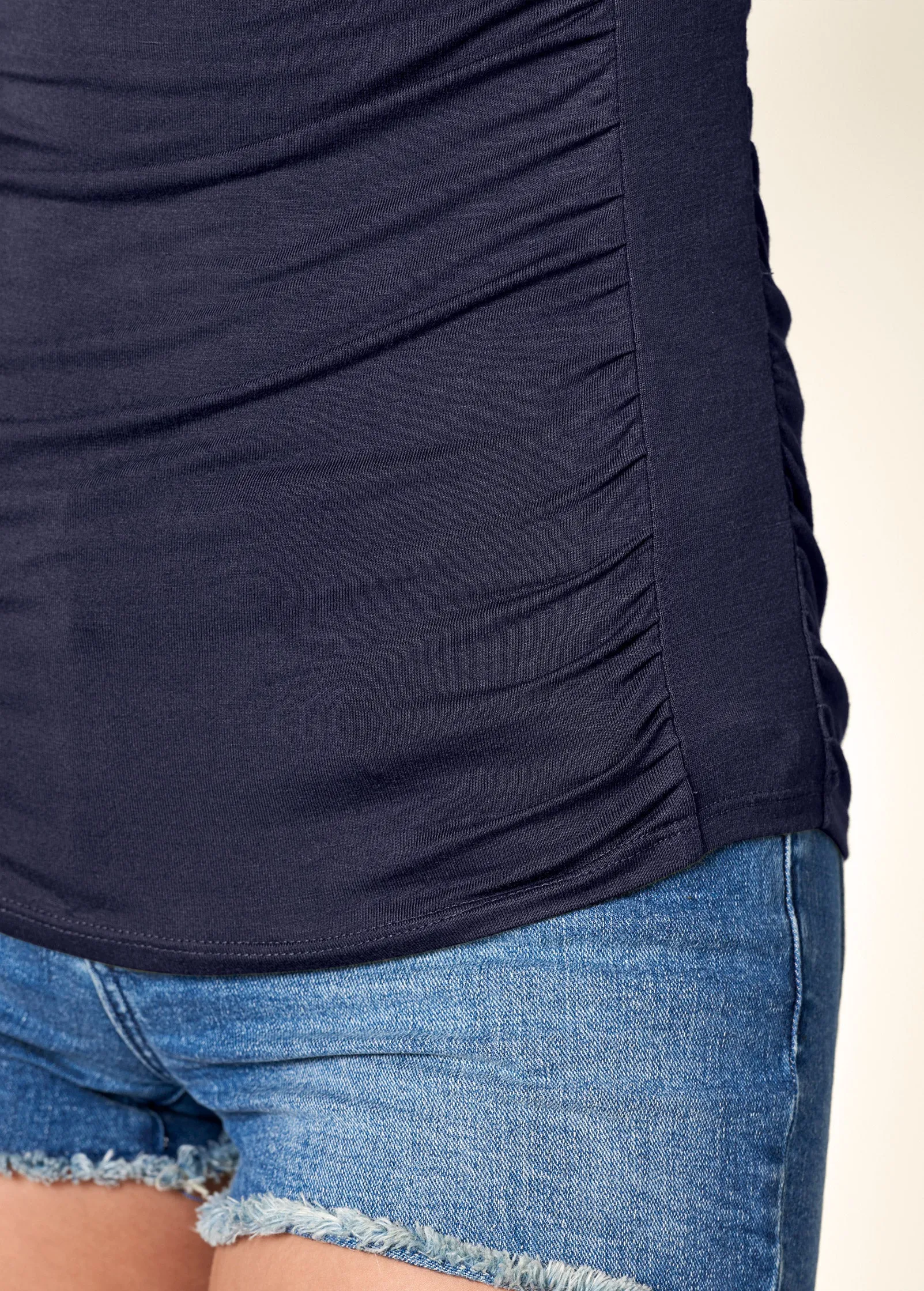 Ruched Detail Top - Navy