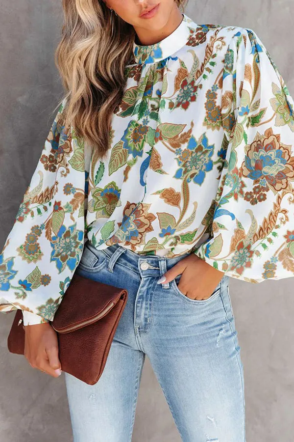 Shady Grove Printed Balloon Sleeve Blouse