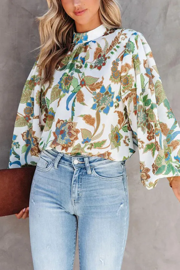 Shady Grove Printed Balloon Sleeve Blouse