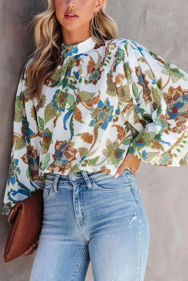 Shady Grove Printed Balloon Sleeve Blouse