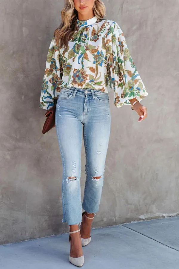 Shady Grove Printed Balloon Sleeve Blouse