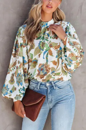 Shady Grove Printed Balloon Sleeve Blouse