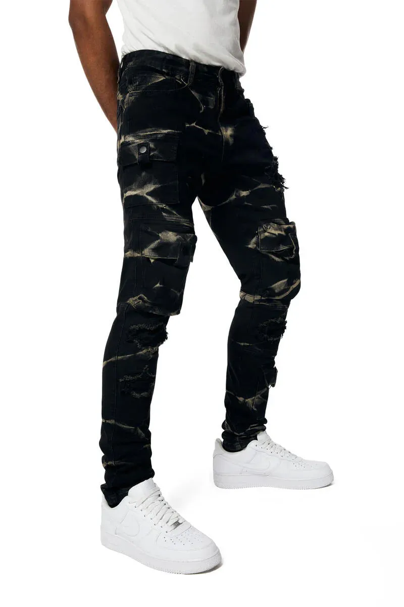 Smoke Rise - Moto Utility Cargo Jeans (Stout)