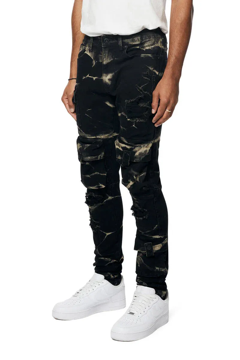 Smoke Rise - Moto Utility Cargo Jeans (Stout)