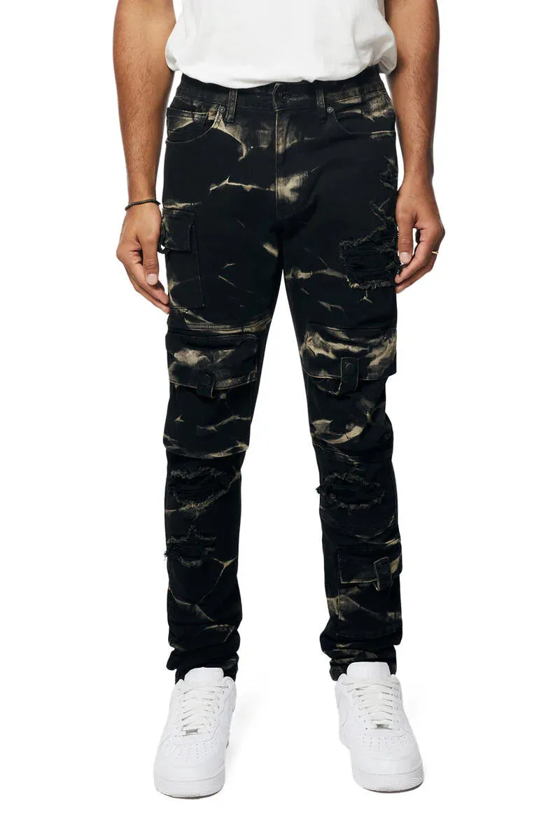 Smoke Rise - Moto Utility Cargo Jeans (Stout)