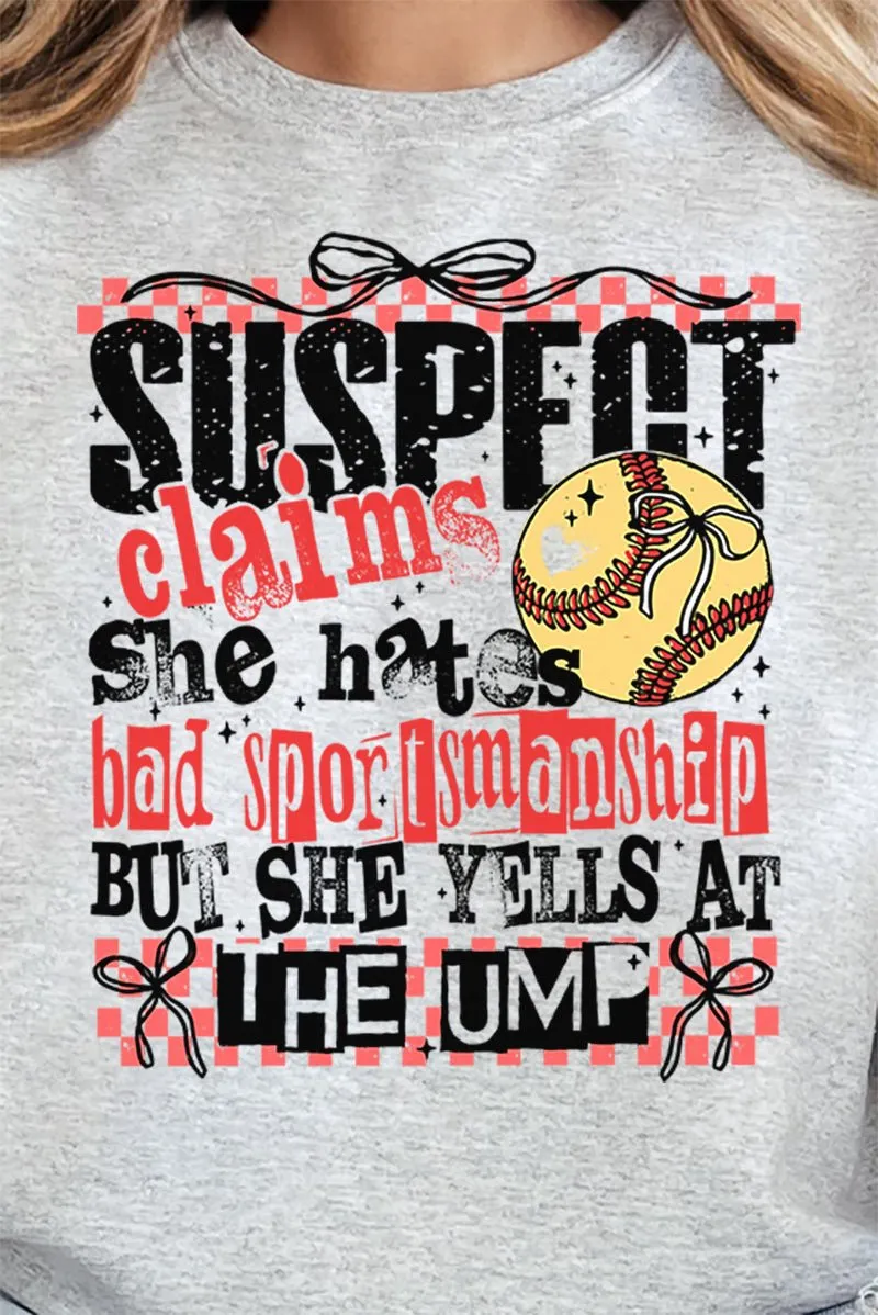 Softball Suspect Yells At The Ump Heavy-weight Crew Sweatshirt