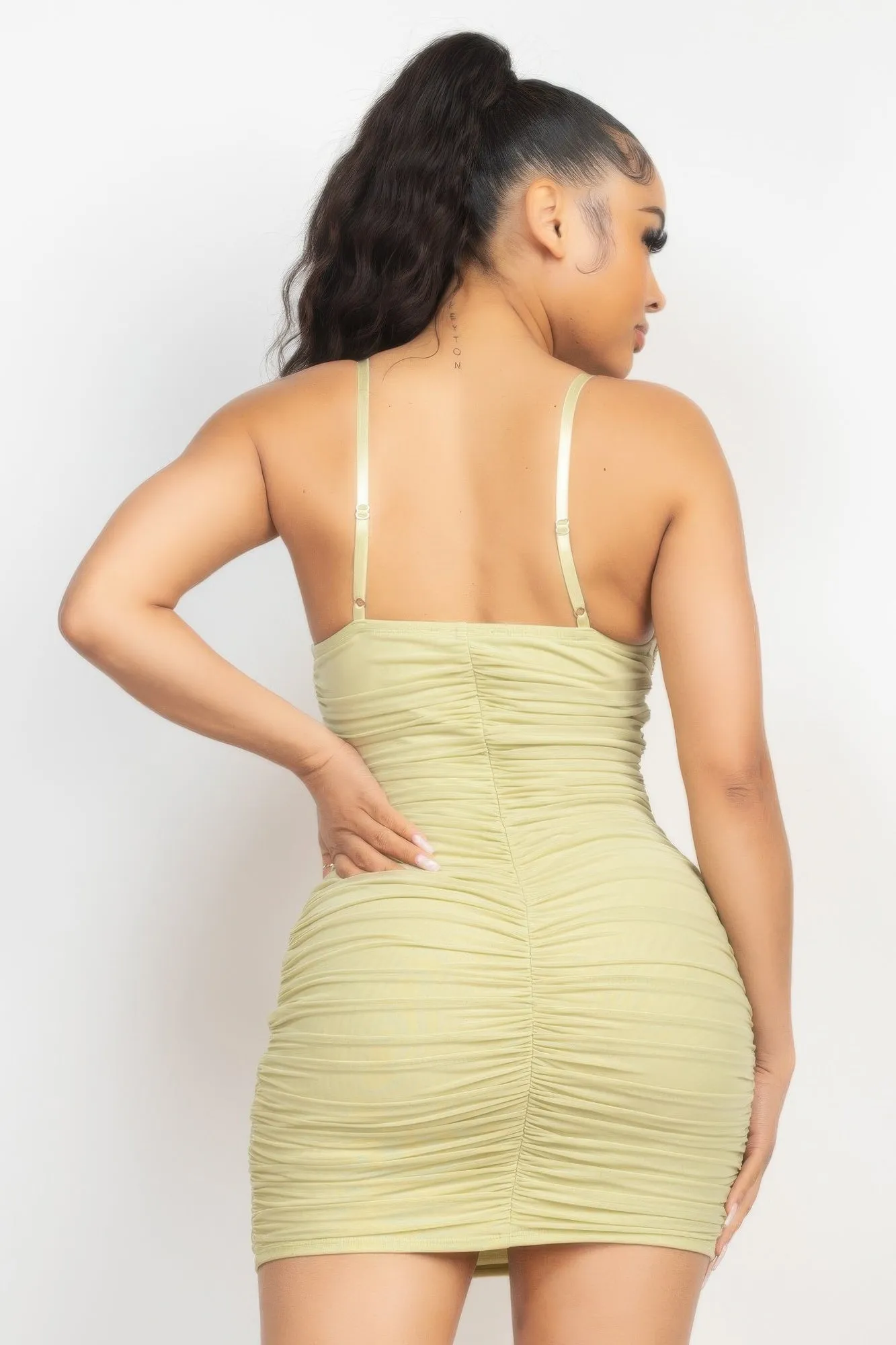 Stone Cami Shirred Bodycon Dress