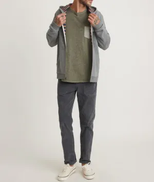 Striped Fleece Full Zip - Heather Grey