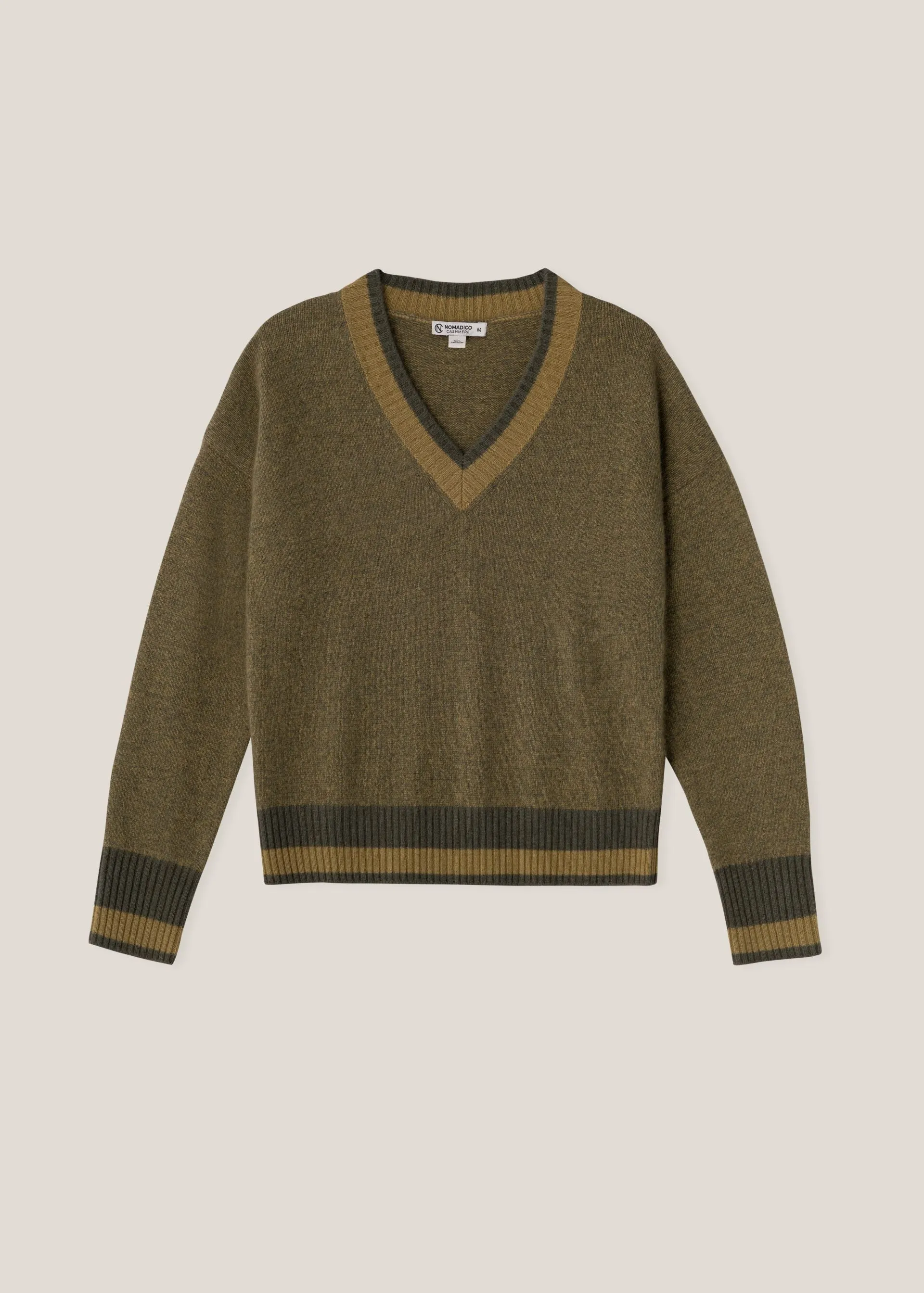 Striped Trim V-neck Sweater