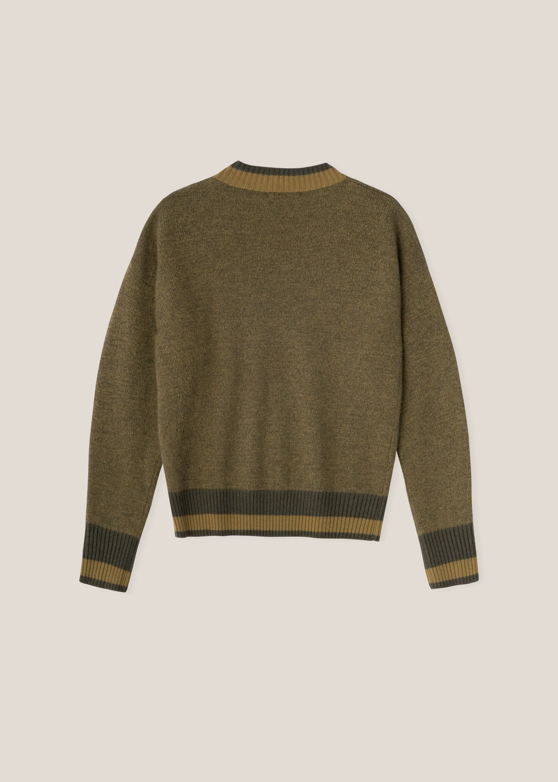 Striped Trim V-neck Sweater