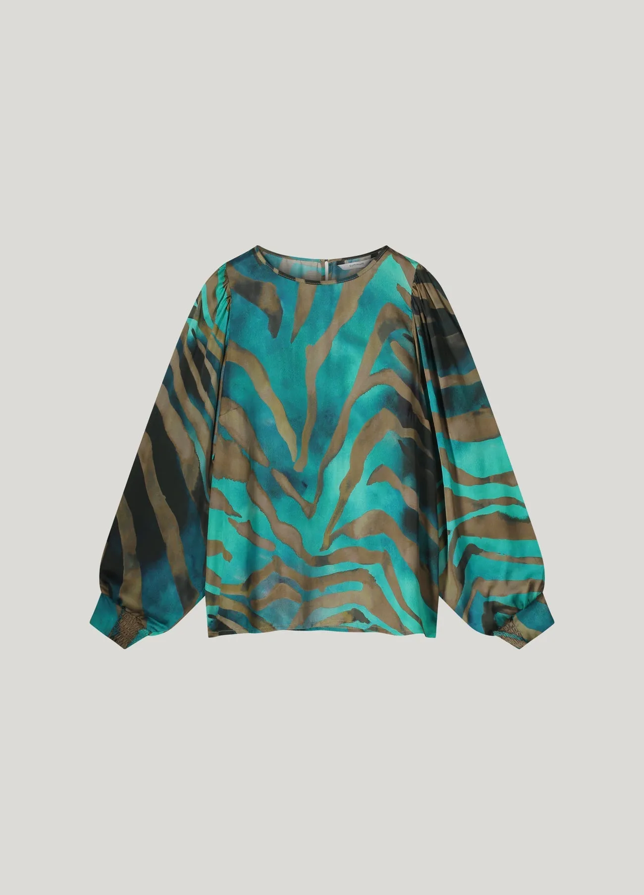 Summum Green Printed Boatneck Top