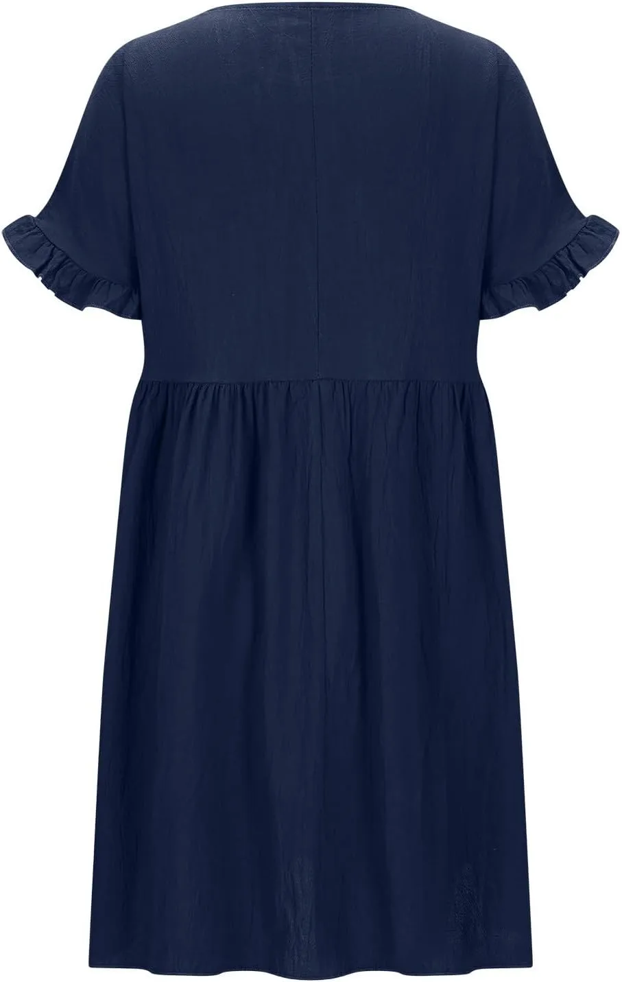 Sundresses for Women 2025 Cotton Linen Short Sleeve Crewneck Summer Dress Crewneck Beach Vacation Dresses