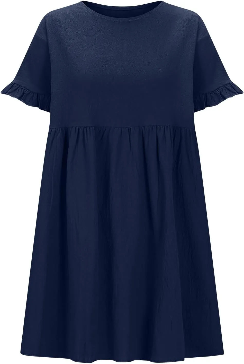 Sundresses for Women 2025 Cotton Linen Short Sleeve Crewneck Summer Dress Crewneck Beach Vacation Dresses