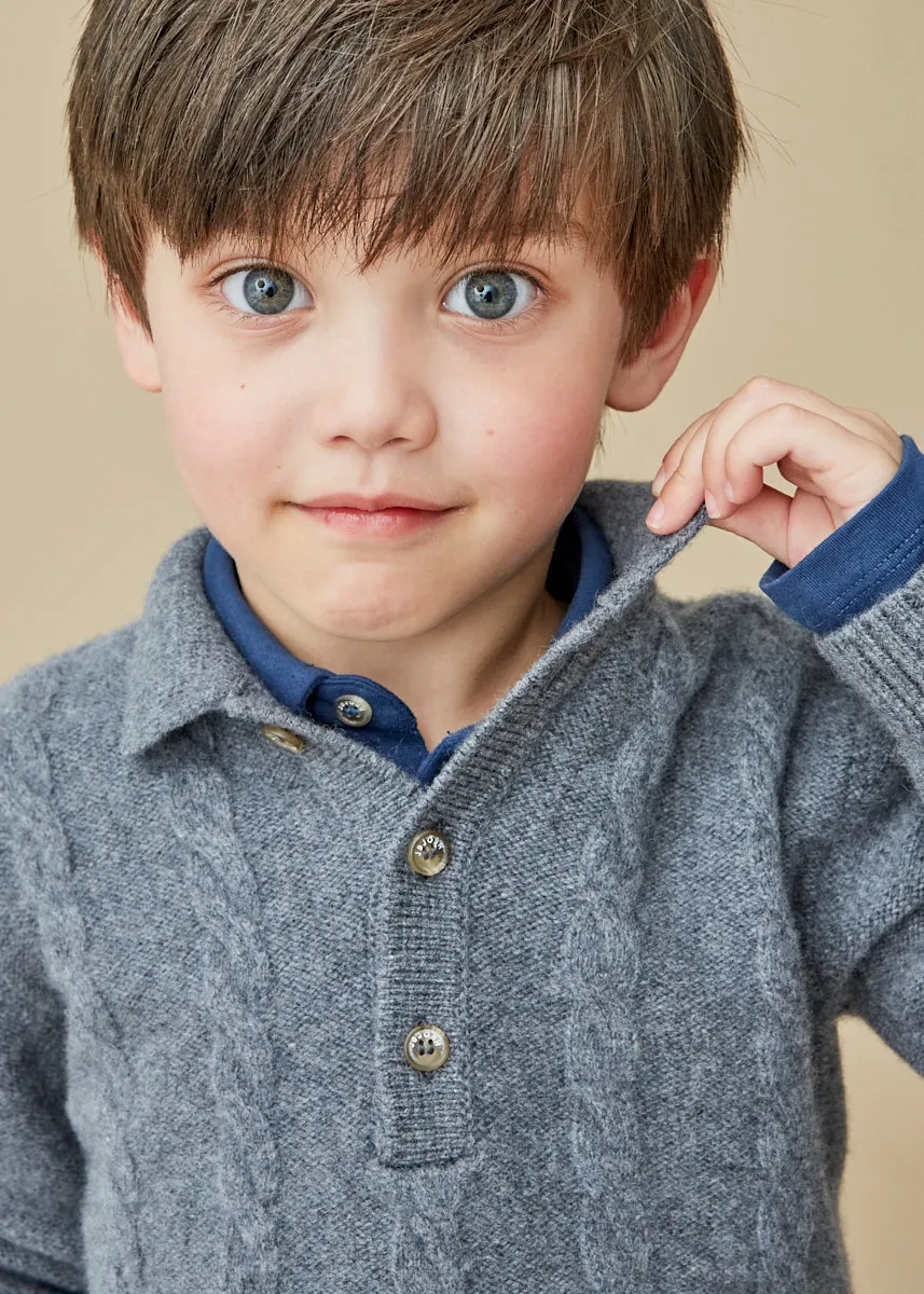 The Dark Grey Merino Cashmere Polo